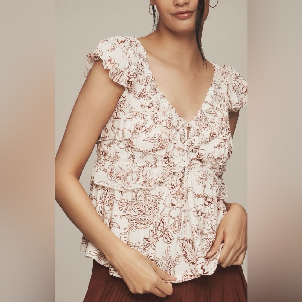 Anthropologie Ruched Cap-Sleeve Top
In: White